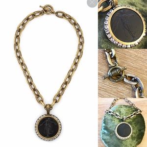 FRENCH KANDE Lourdes Chain with Black Medallion